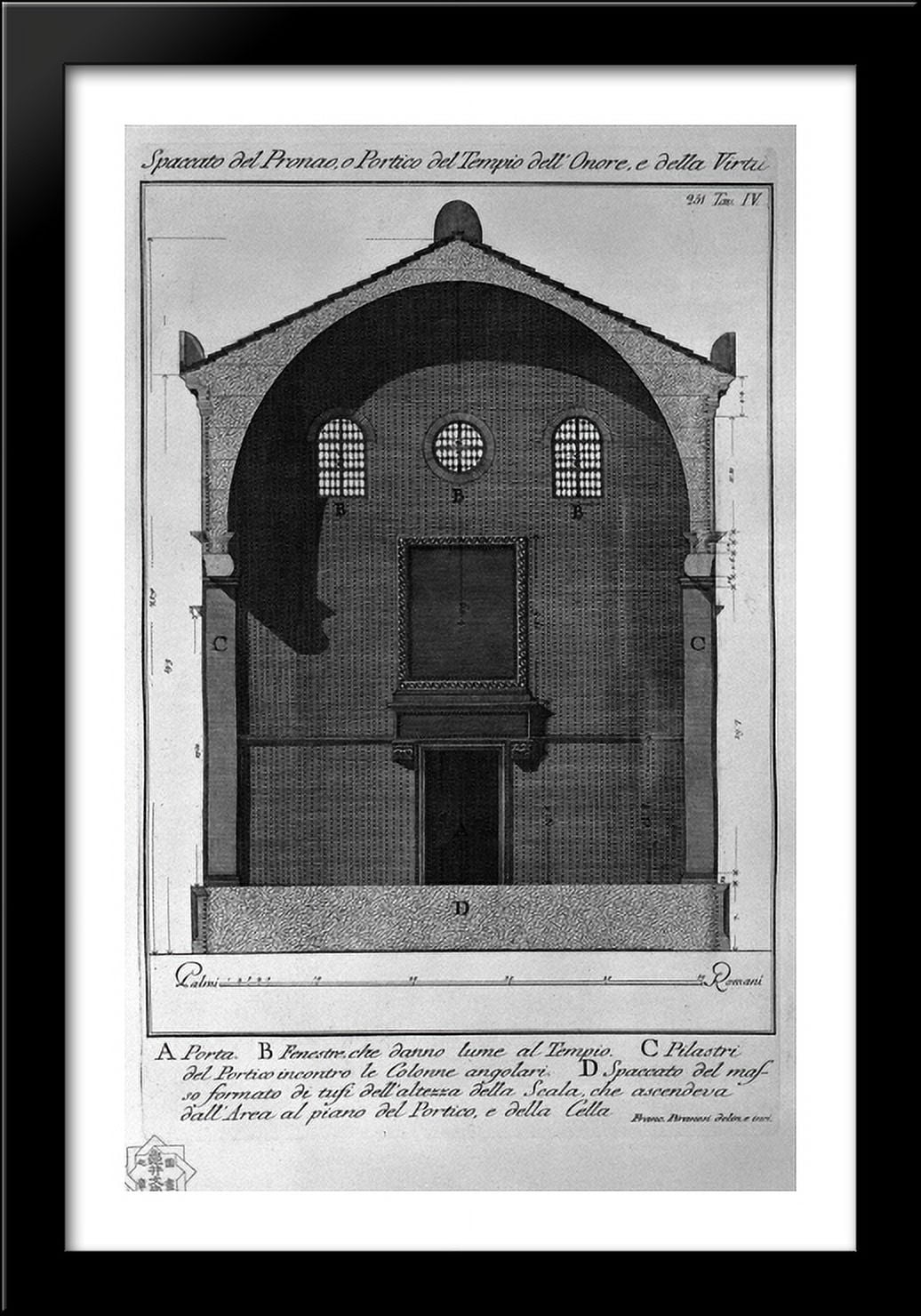 Cutaway view of the pronaos, or portico of the Temple of Honor and Virtue 26x40 Large Black Wood Framed Print Art by Giovanni Battista Piranesi