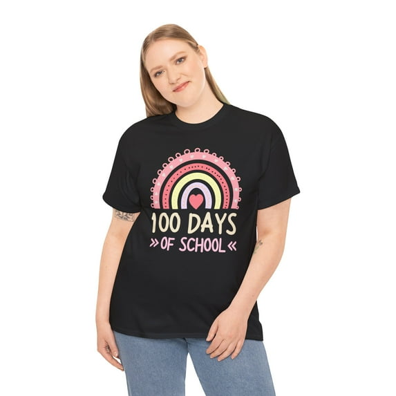 Cute 100 Days Of School Rainbow 100th Day Of School Shirt-Unisex Cotton Tee