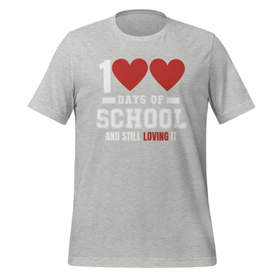 Cute 100 Days of School and Still Loving It Hearts 100th Day T-Shirt, Hearts 100 Days of School Shirt, 100 Days of School Shirt (Athletic Heather, 2XL)