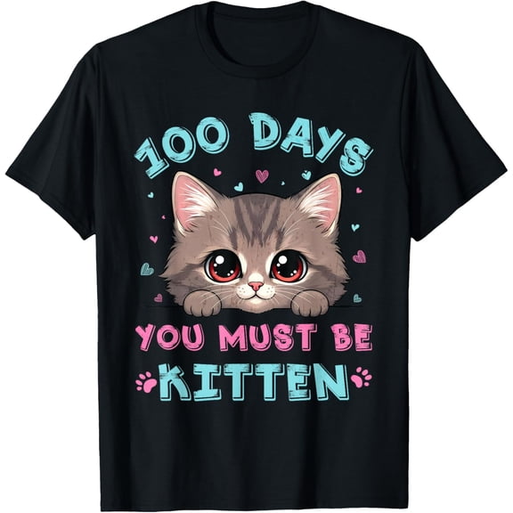 Cute 100 Days You Must Be Kitten Cat School for Teacher Adult T-shirt