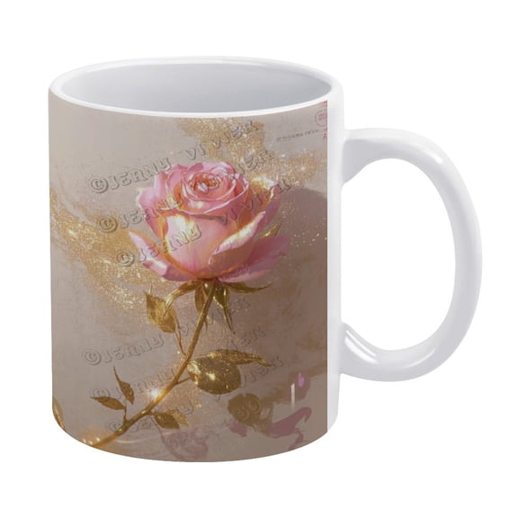 Cute 11oz Rose Flower Mug - Unique Ceramic Coffee Cup, Gift for Any Tea and Coffee Lover