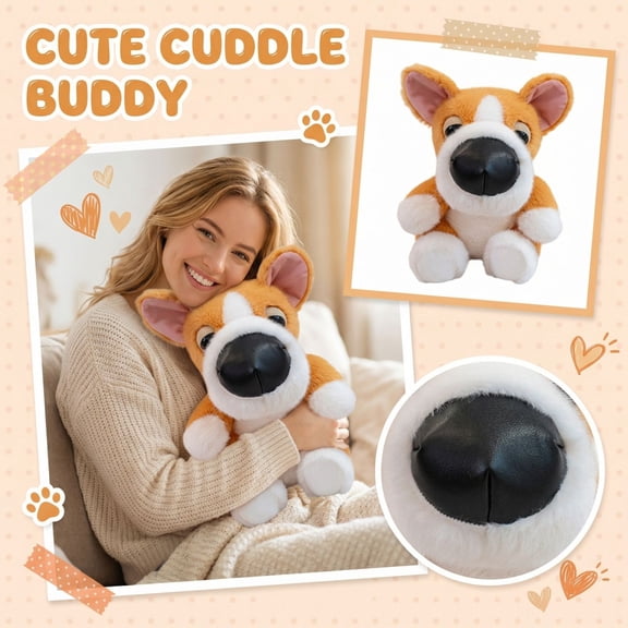 Cute 16cm Plush Corgi Dog Toy Soft Stuffed Animal Pillow Pet for Kids, Loveable Companion Gift, Yellow S