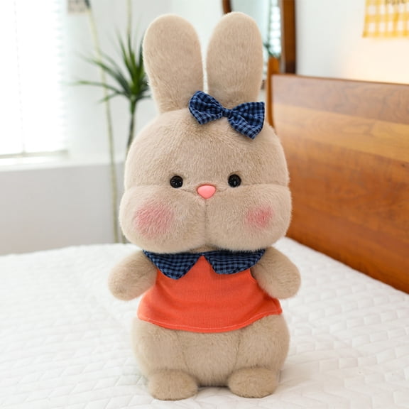 Cute 19.7in Orange Plush Toy Rabbit Stuffed Animal Soft Doll Cartoon Gift for Kids and Toddlers