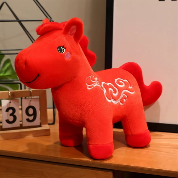 Cute 20cm Cloud Horse Plush Toy Red Zodiac Horse Stuffed Animal Soft Doll for Kids Boys Girls Birthday Gift安抚布娃娃