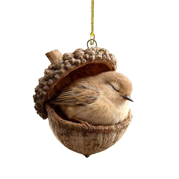 Cute 2D Acrylic Animal Christmas Tree Hanging Ornament with Golden String for Holiday Home Decor and Party Celebration
