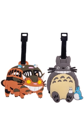 Cute 2PCS Totor0 and Totor0 Bus Luggage Tag Cartoon Travel Boarding Pass Luggage Identification,7Inch Consignment Tag PVC Small Tag Pendant Gift for Tourist Friends Family