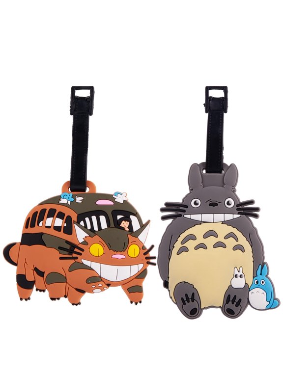 Cute 2PCS Totor0 and Totor0 Bus Luggage Tag Cartoon Travel Boarding Pass Luggage Identification,7Inch Consignment Tag PVC Small Tag Pendant Gift for Tourist Friends Family