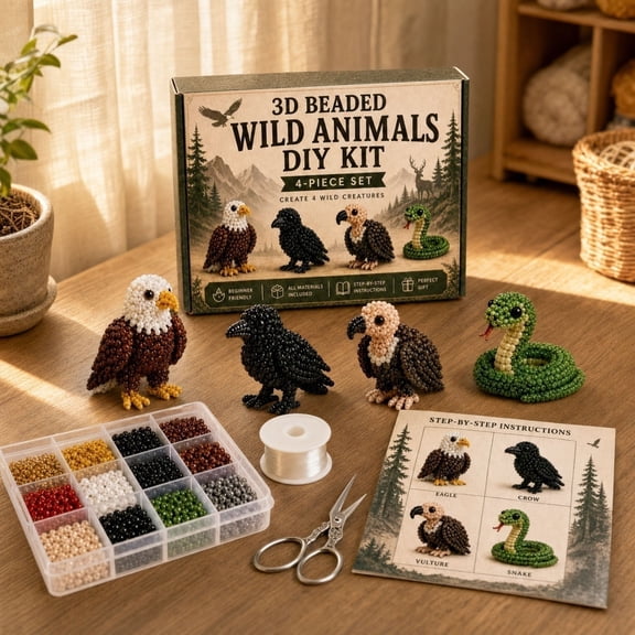 Cute 3D Animal Beaded Diy Craft Sets for Adults, Fun Handmade Bead Kits for Stress Relief, Delicate Supplies to Create Desktop Decorations and Unique Handmade Gifts for Friends and Family, E
