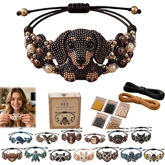Cute 3D Animal DIY Beaded Bracelet Making Kit for Adults, All-Inclusive Handmade Weaving Jewelry Craft Starter Set with Animal Charms, Creative Leisure Project Gift for Craft Lovers