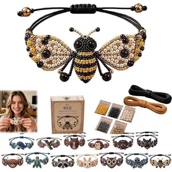 Cute 3D Animal DIY Beaded Bracelet Making Kit for Adults, All-Inclusive Handmade Weaving Jewelry Craft Starter Set with Animal Charms, Creative Leisure Project Gift for Craft Lovers