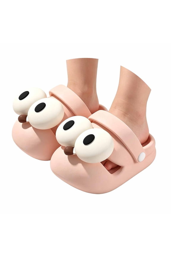 Cute 3D Big Eye Cartoon Dog EVA Clogs Adjustable Heel Strap Non Slip Thick Sole Slippers For Spring Summer Beach Pool Indoor Outdoor Use