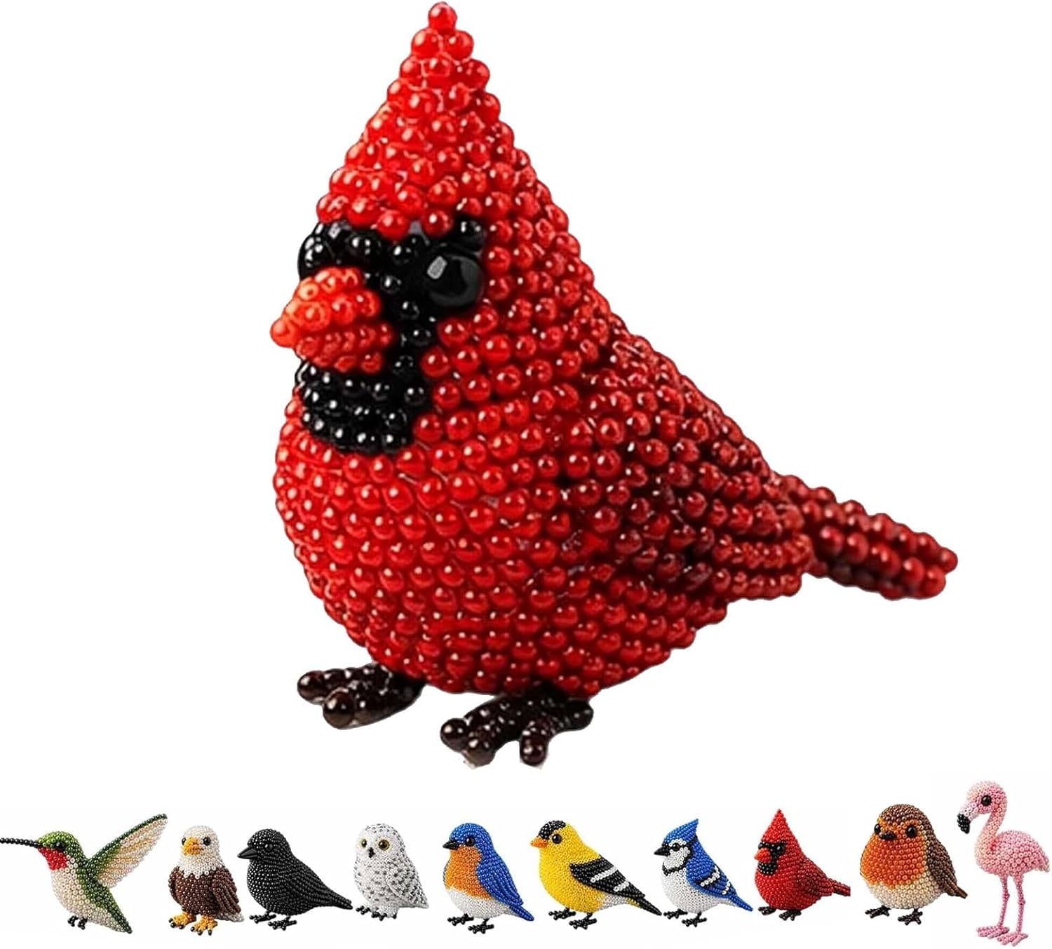 Cute 3D Bird Beaded Embroidery Craft Set with Instructions, DIY Bird Beading Kit for Adults & Beginners, Handmade DIY Birds Art Kit for Craft Enthusiasts, Stress Relief Creative Hobby(Style E)Q