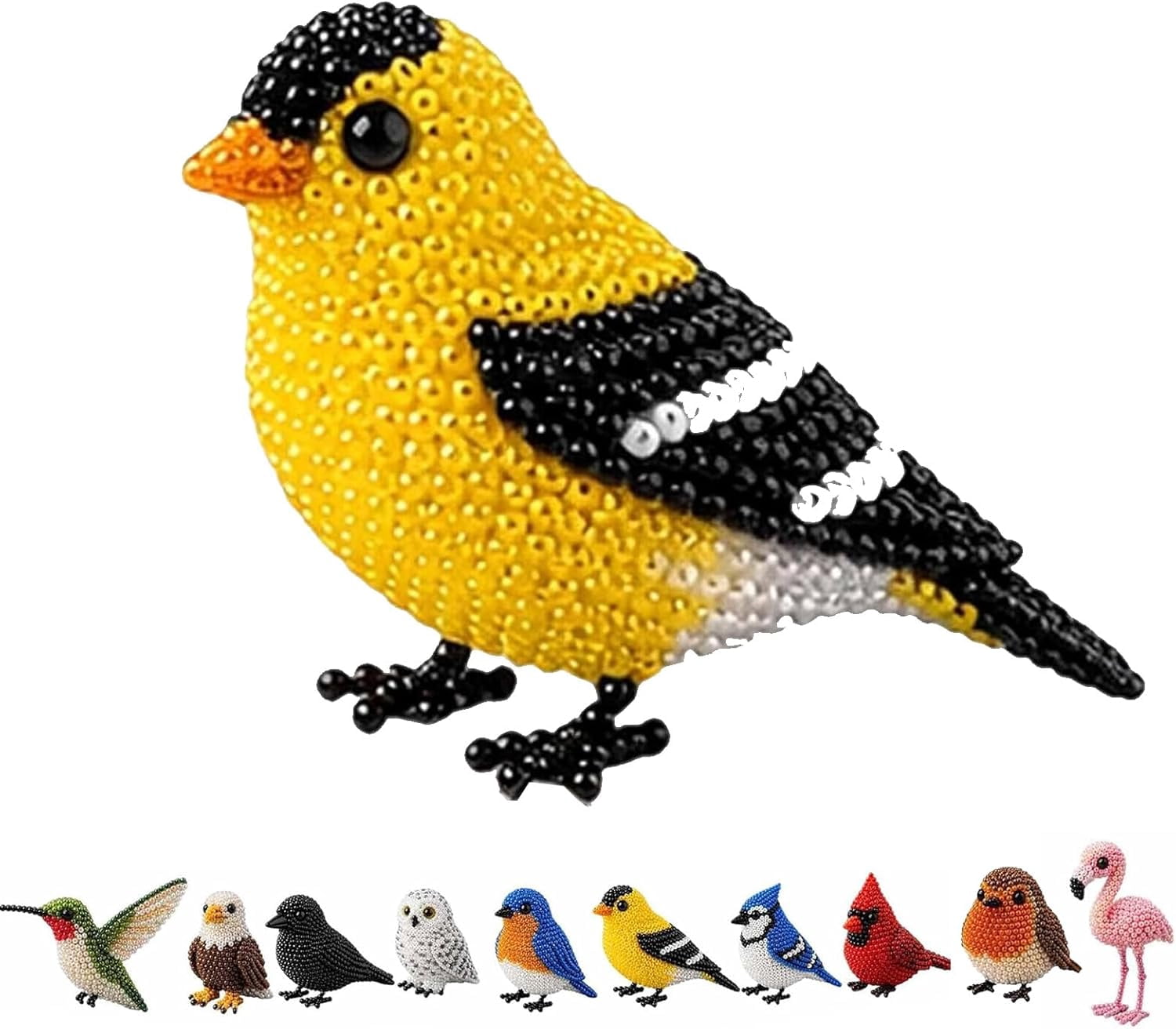 Cute 3D Bird Beaded Embroidery Craft Set with Instructions, DIY Bird Beading Kit for Adults & Beginners, Handmade DIY Birds Art Kit for Craft Enthusiasts, Stress Relief Creative Hobby(Style A)Q
