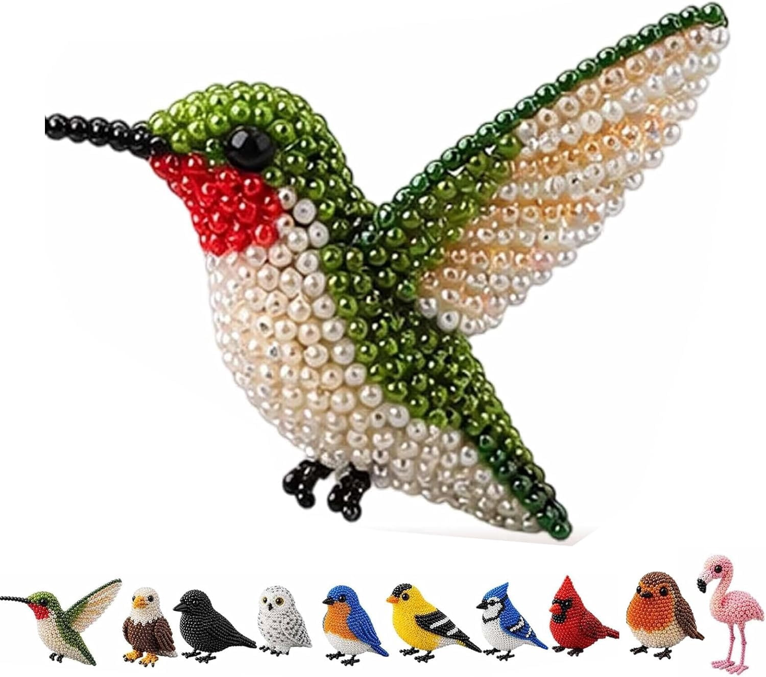 Cute 3D Bird Beaded Embroidery Craft Set with Instructions, DIY Bird Beading Kit for Adults & Beginners, Handmade DIY Birds Art Kit for Craft Enthusiasts, Stress Relief Creative Hobby(Style G)Q