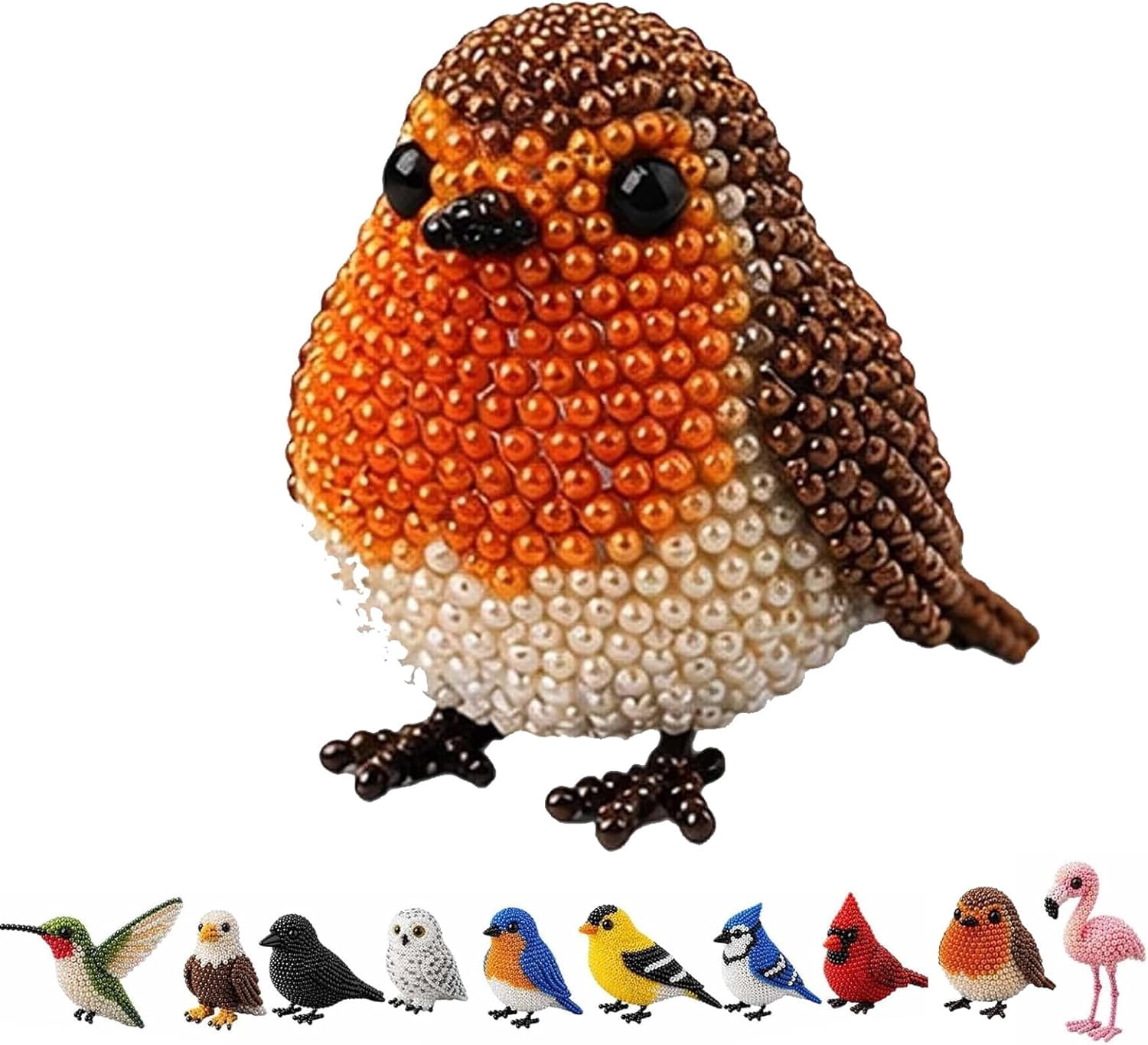 Cute 3D Bird Beaded Embroidery Craft Set with Instructions, DIY Bird Beading Kit for Adults & Beginners, Handmade DIY Birds Art Kit for Craft Enthusiasts, Stress Relief Creative Hobby(Style H)Q