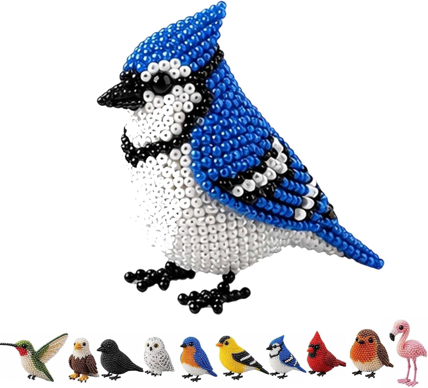 Cute 3D Bird Beaded Embroidery Craft Set with Instructions, DIY Bird Beading Kit for Adults & Beginners, Handmade DIY Birds Art Kit for Craft Enthusiasts, Stress Relief Creative Hobby(Style F)Q
