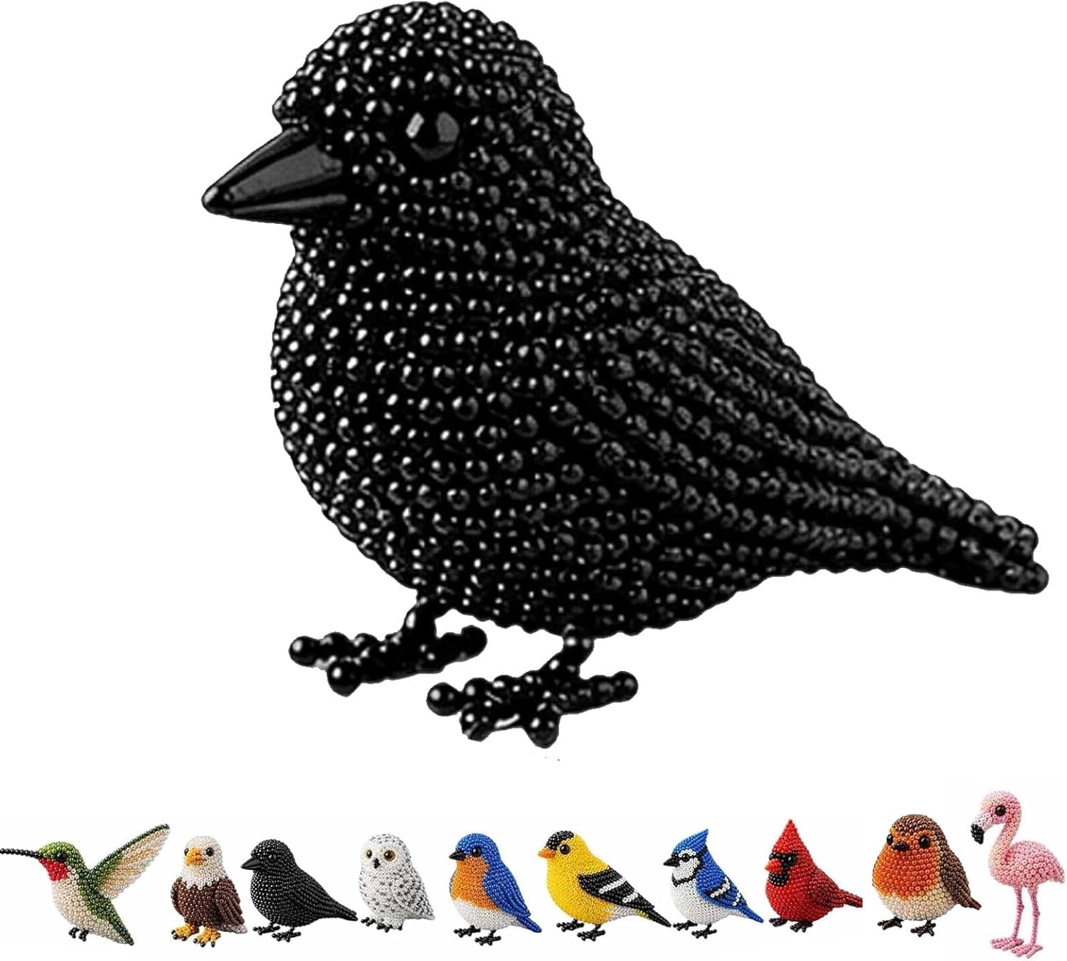 Cute 3D Bird Beaded Embroidery Craft Set with Instructions, DIY Bird Beading Kit for Adults & Beginners, Handmade DIY Birds Art Kit for Craft Enthusiasts, Stress Relief Creative Hobby(Style B)Q