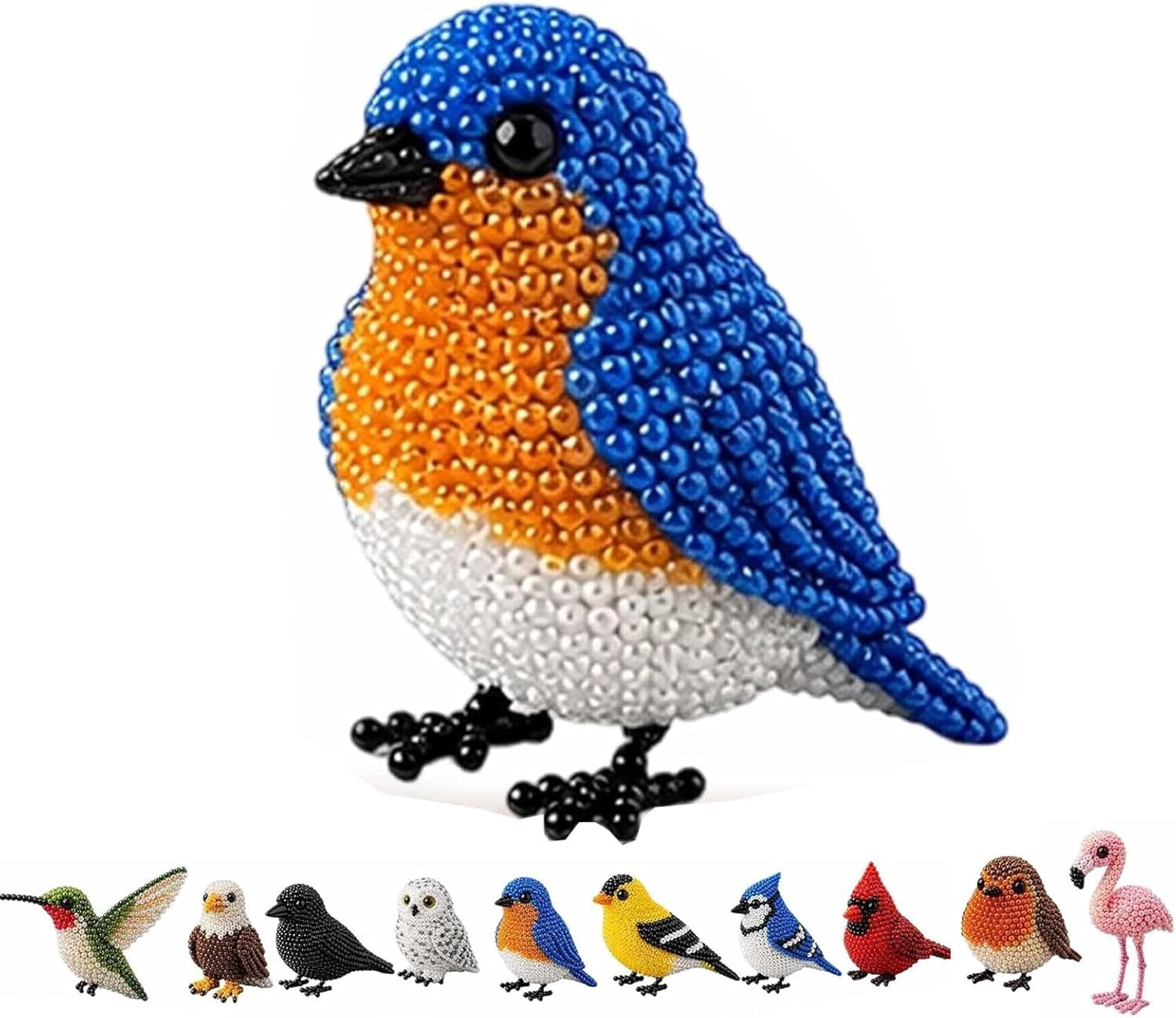 Cute 3D Bird Beaded Embroidery Craft Set with Instructions, DIY Bird Beading Kit for Adults & Beginners, Handmade DIY Birds Art Kit for Craft Enthusiasts, Stress Relief Creative Hobby(Style D)Q