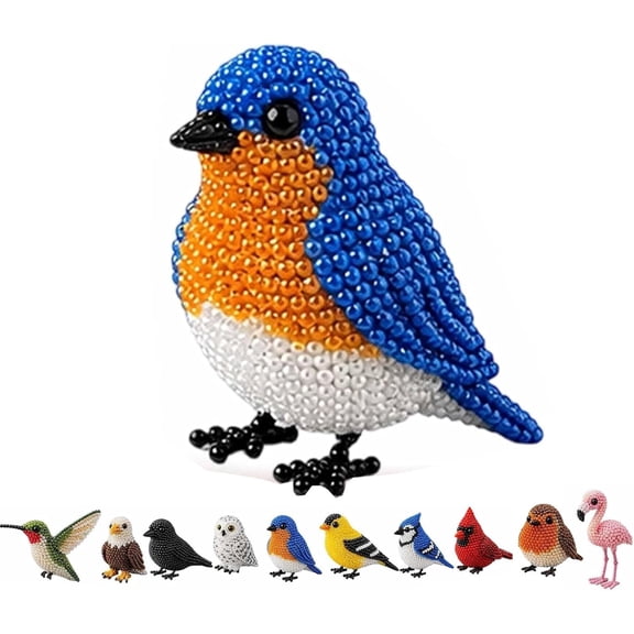 Cute 3D Bird Beaded Embroidery Craft Set with Instructions, DIY Bird Beading Kit for Adults & Beginners, Handmade DIY Birds Art Kit for Craft Enthusiasts, Stress Relief Creative Hobby(Style D)Q