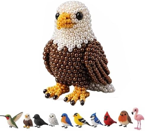 Cute 3D Bird Beaded Embroidery Craft Set with Instructions, DIY Bird Beading Kit for Adults & Beginners, Handmade DIY Birds Art Kit for Craft Enthusiasts, Stress Relief Creative Hobby(Style C)Q