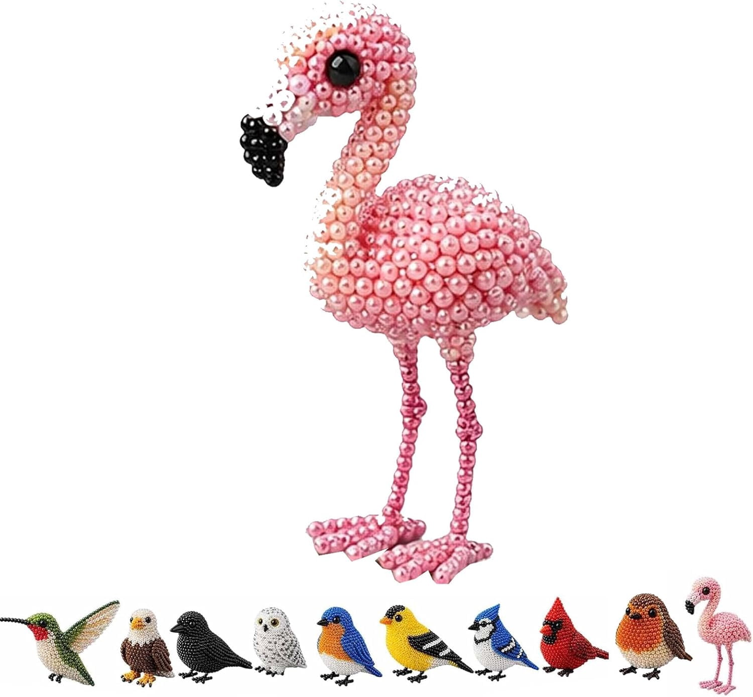 Cute 3D Bird Beaded Embroidery Craft Set with Instructions, DIY Bird Beading Kit for Adults & Beginners, Handmade DIY Birds Art Kit for Craft Enthusiasts, Stress Relief Creative Hobby(Style I)Q