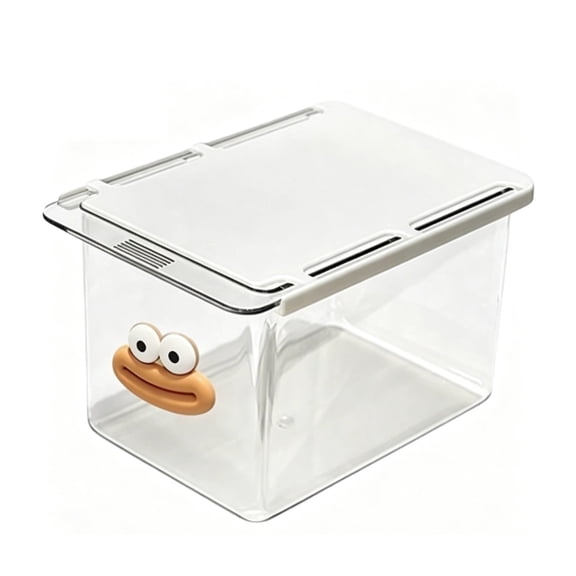 Cute 3D Cartoon Face Clear Storage Box with Lid, Small Stackable Plastic Organizer Bin, Shelves or Cubbies, Holds Small Toys, Building Blocks, Puzzles, Markers,Stationery Hair Clips Jewelry Sundries