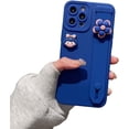thumbnail image 1 of Cute 3D Cartoon Girl Avatar Phone Case with 3D Rotatable Flower Wristband Stand, Camera Lens Protection, Shockproof Silicone Soft Case for iPhone 12 Pro Max, Dark Blue, 1 of 14