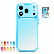 Cute 3D Cat Ear Phone Case, Gradient Protective Shell, Fashion Novelty Smartphone Protective Cover for Multiple iPhone Models