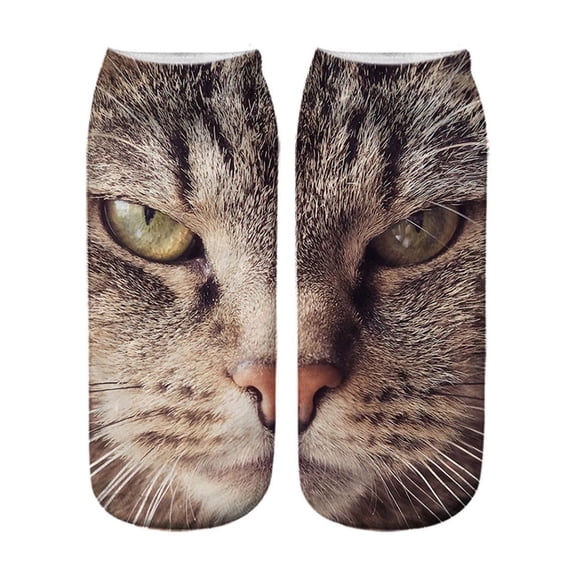 Cute 3D Cat Eye Print Mid-Calf Socks - Unisex Soft Breathable Cotton Blend, Comfortable Adorable Daily Wear Socks with Fashion Design Perfect for Gifting Friends Family Colleagues, 3.15*7.87in, E