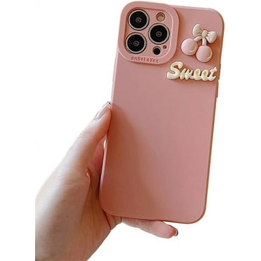 Cute 3D Cherry Candy Color Soft Phone Case Compatible with iPhone Case (Pink,iPhone 15 Pro Max)