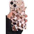 thumbnail image 1 of Cute 3D Diamond Texture Plating Soft Phone Case Compatible with iPhone Case (Gold,iPhone 12), 1 of 6