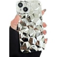 thumbnail image 1 of Cute 3D Diamond Texture Plating Soft Phone Case Compatible with iPhone Case (Silver,iPhone 13 Pro Max), 1 of 7