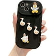 thumbnail image 1 of Cute 3D Duck Solid Color Wave Frame Slide Camera Lens Protector Soft  for iPhone Case (Black,iPhone 11 Pro Max), 1 of 7