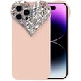 thumbnail image 1 of Cute 3D Glitter Case for iPhone 14 Pro Max, Sparkling Aesthetic Heart Gems Bling Case, Pretty shine Colorful Diamond Soft TPU Bumper Case for Women Girl-iPhone 14 Pro Max, Pink, 1 of 12