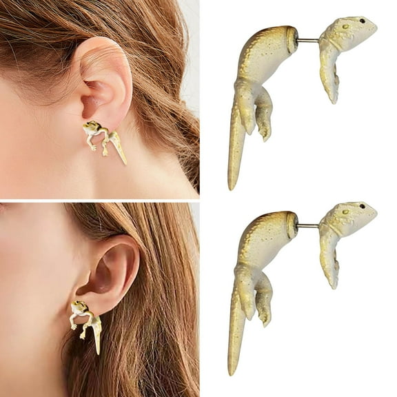 Cute 3D Hip Hop Lizard Earring Party Funny Earrings Personality Sweet Cool Style Earrings Style Earrings Jewelry Gift, Cute Funny Lizard Stud Earrings Vintage Silver Jewelry Gift