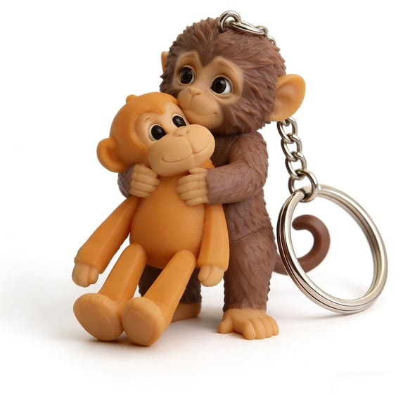 Cute 3D Hugging Monkey Keychain, Plush Orangutan Figure Charm for Backpack Purse Keys, Meaningful Gift