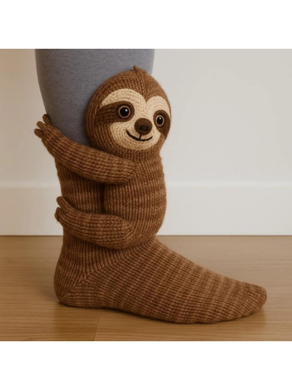 Cute 3D Knit Animal Sloth Hug Crew Socks 2025 Christmas Gifts Long Stocking Sock