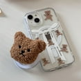 thumbnail image 1 of Cute 3D Plush Bear Magnetic Holder For Magsafe Wireless Charge Phone Case For iphone 15 14 12 13 11 Pro Max Bowknot Soft Cover, 1 of 6