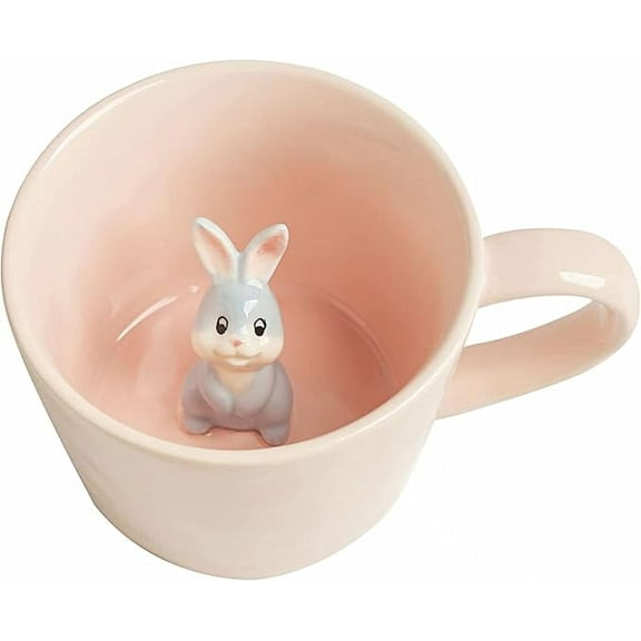 Cute 3D Rabbit Ceramic Mug - 12oz Rabbit Coffee Cup with Hidden Animal Surprise