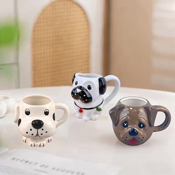 Cute 3D Spotted Dog Ceramic Mug - Adorable Drinkware for Animal Lovers