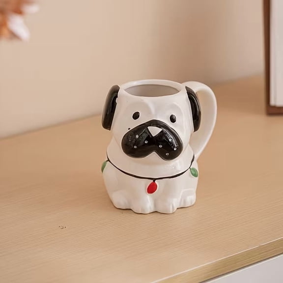 Cute 3D Spotted Dog Ceramic Mug - Unique Breakfast Cup for Animal Lovers