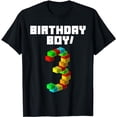 thumbnail image 1 of Cute 3rd Birthday Gift 3 Years Old Block Building Boys Kids T-Shirt, 1 of 5