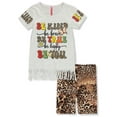 thumbnail image 1 of Cute 4 U Girls' 2-Piece Be Positive Bike Shorts Set Outfit Color: white Size: 10 - 12, 1 of 1