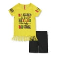 thumbnail image 1 of Cute 4 U Girls' 2-Piece Be Positive Bike Shorts Set Outfit Color: yellow Size: 4, 1 of 1