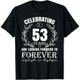 thumbnail image 1 of Cute 53rd Wedding Anniversary for Couples Married 53 year T-ShirtMen's and women's gift, black and white T-shirt, size: Extra large S-4XL, 1 of 4