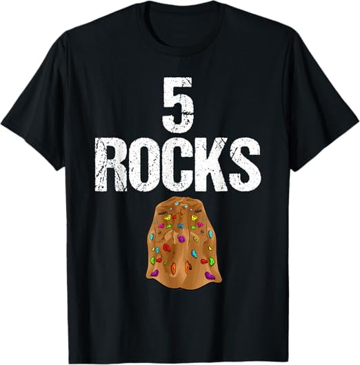 Cute 5th Birthday Gift 5 Years Old Rock Climbing Boys Girls TShirt