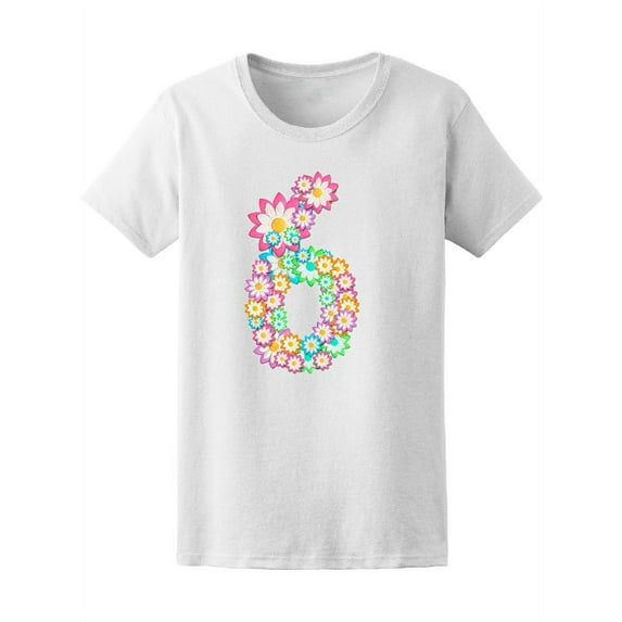 Cute '6' Colorful Floral Number Tee Women's -Image by Shutterstock