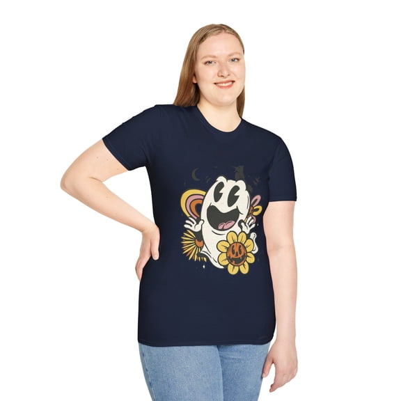 Cute 70s Trick or Treat Flower Novelty Ghost T-Shirts