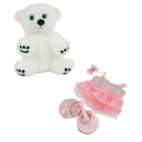 Cute 8-Inch Polar Bear with Pink Ballerina Dress  Dance-Themed Plush for Winter Fun & Collection