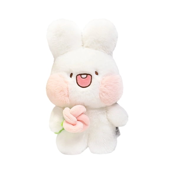 Cute 9.5in Bunny Plush Stuffed Animal Pillow: Soft Cuddle Rabbit Animals Hugging Pillow with Strawberry Toy Doll, Kawaii Bunny Plushie for Sleeping Bedroom Funny Easter Gifts for Girls Boys as show